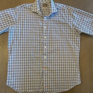 Thomas Dean Men's Blue and White Plaid Shirt